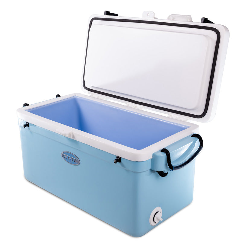 Icey-Tek 56 Litre Long Cool Box In Baby Blue + White
